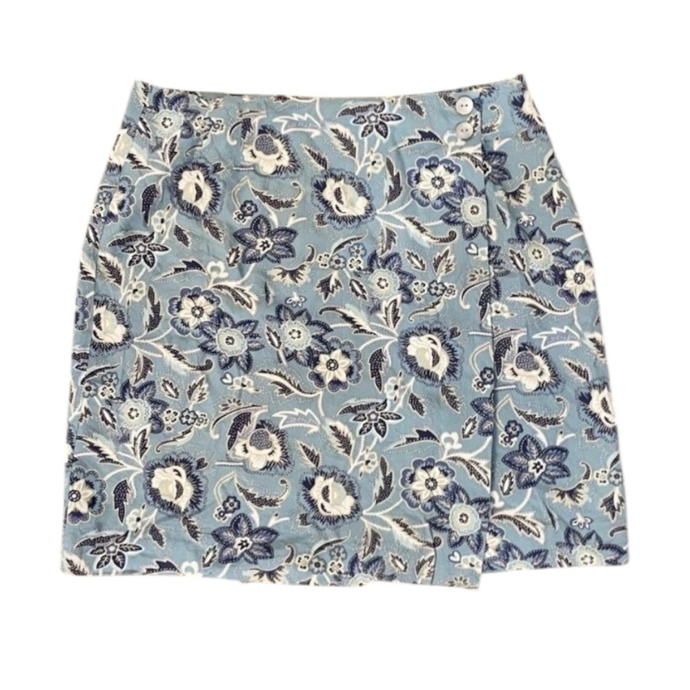 Charter Club Vintage Blue Floral Wrap Mini Skirt